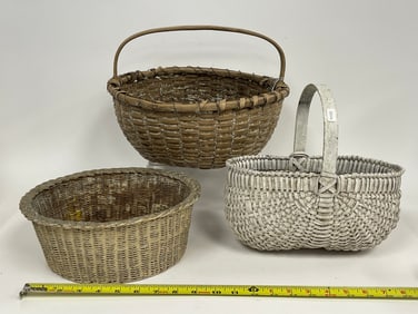 THREE PAINTED BASKETS