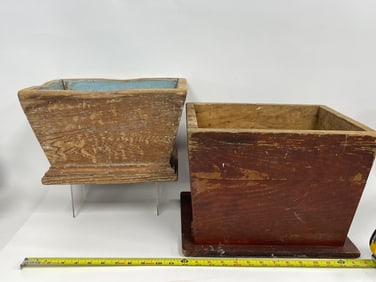 TWO PAINTED WOODEN BOXES