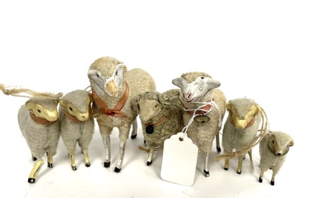 GROUPING OF SEVEN PUTZ SHEEP