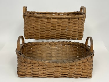 TWO RECTANGULAR TWO HANDLED BASKETS