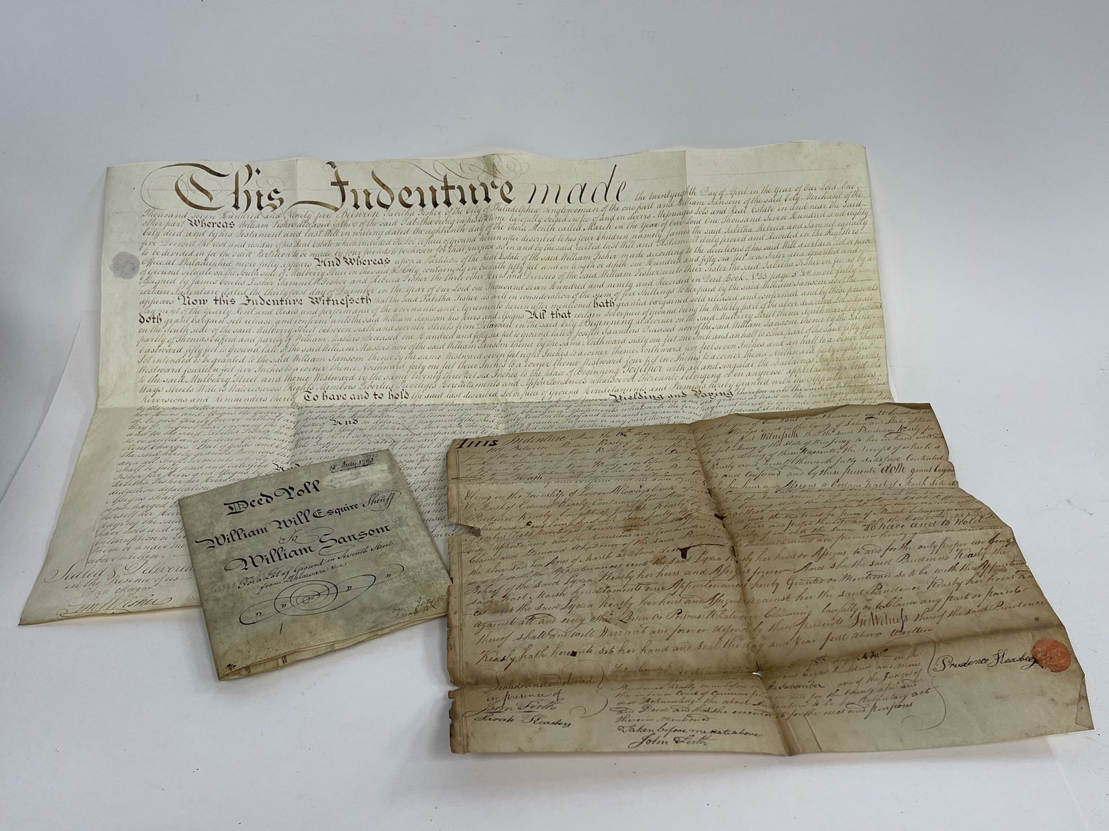 THREE 18TH C DEEDS 1793,1795,1800 , NJ , PA (1 of 2)
