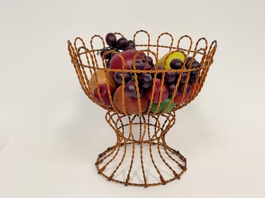 ORANGE BASKET WITH WOODEN FRUIT
