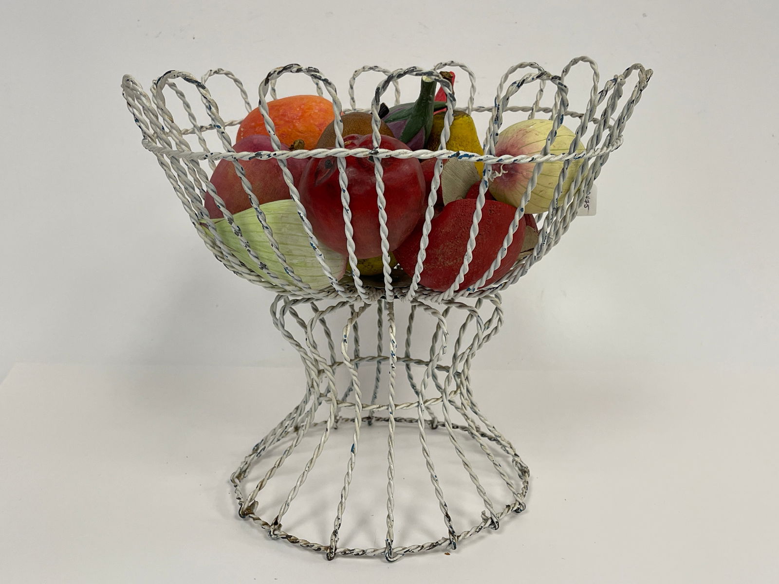 WIRE BASKET WITH WOODEN FRUIT (1 of 4)