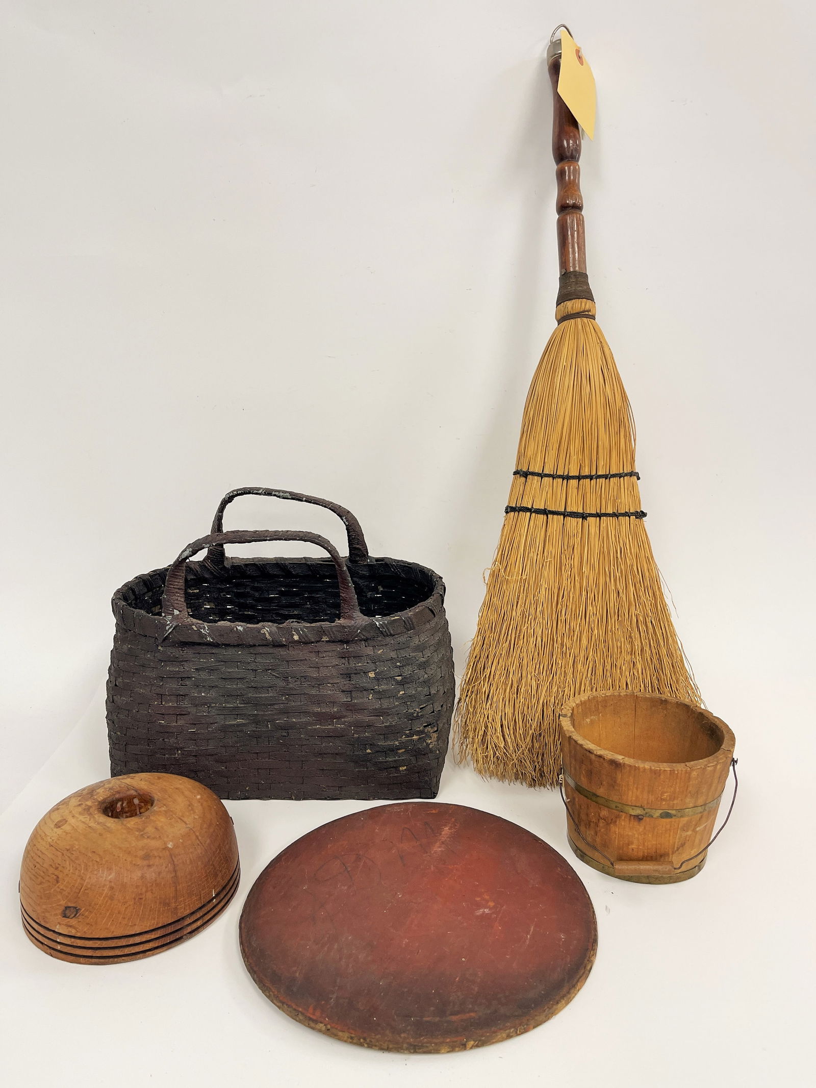 COUNTRY HAT BROOM , RED PLATE , BUCKET ETC (1 of 2)