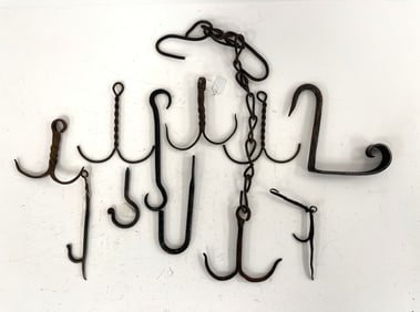 LOT OF MISC IRON HOOKS