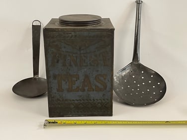 TEA BIN ,TIN LADLE,TIN STRAINER