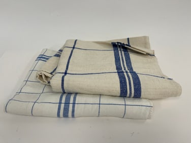 TWO BLUE / WHITE HOMESPUN