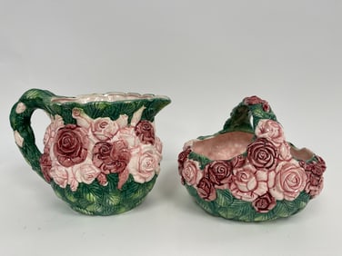 ROSE PITCHER,BASKET,THE HALDEN GROUP 1987