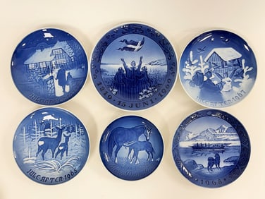 SIX BLUE PLATES