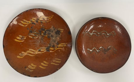 TWO REDWARE PLATES