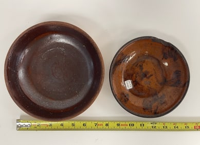 TWO REDWARE BOWLS