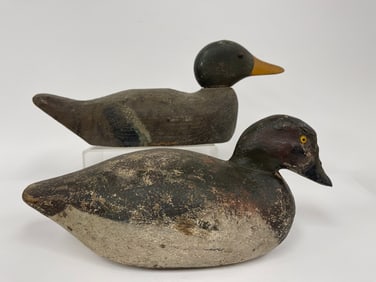 TWO PAINTED WORKING DUCK DECOY