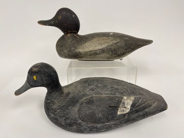 TWO PAINTED WORKING DUCK DECOY