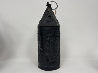 PIERCED TIN CANDLE LANTERN