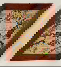 19TH C FRACTUR , HAND COLORED DATED 1844