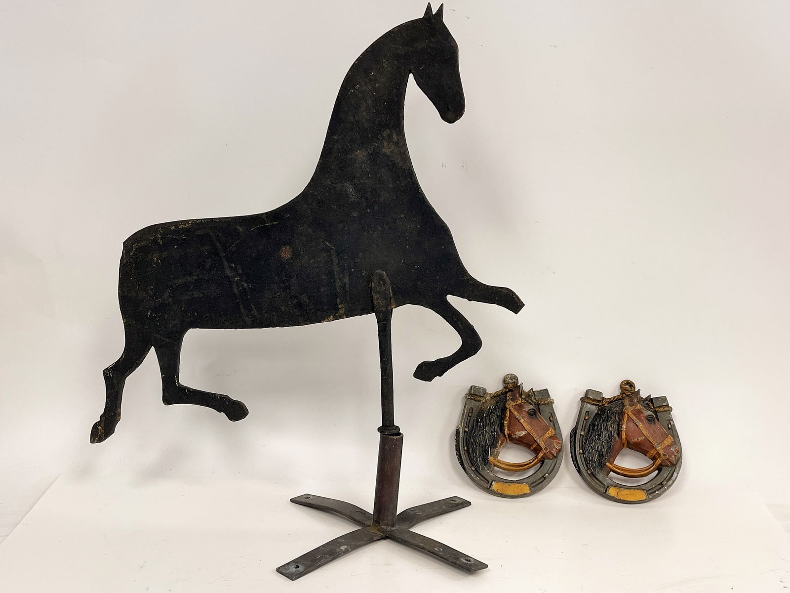 IRON HORSE,TWO HORSE WALL MOUNTS (1 of 2)