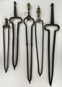 GROUPING OF 18TH C & 19TH C FIREPLACE TONGS