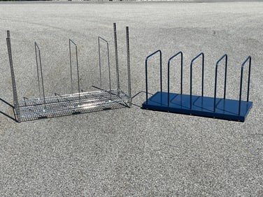 TWO METAL RACKS WITH DIVIDERS