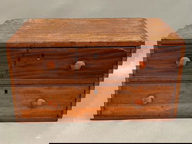 19TH C TWO DRAWER STORAGE CASE DOVETAIL CONSTRUCTION