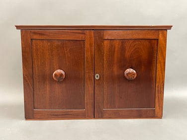 MAHOGANY 2 DOOR HANGING CUPBOARD W/ KEY