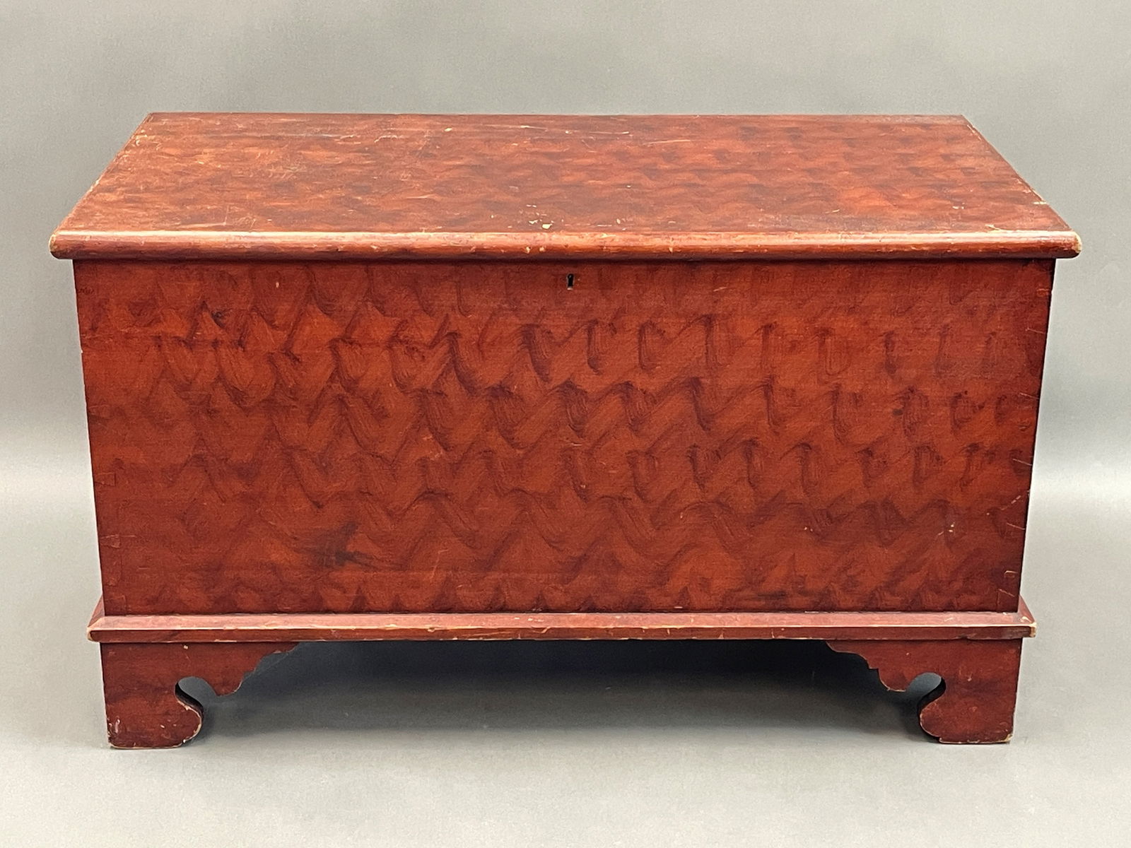 19TH C POPLAR BLANKET BOX IN LOVELY ORIGINAL DECORATIVE PAINT (1 of 6)