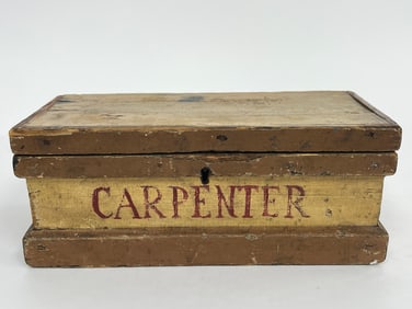 EARLY MINIATURE SEA CHEST IN OLD PAINT