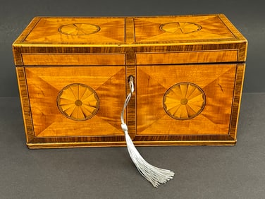 19TH SATINWOOD INLAID TEA CADDY