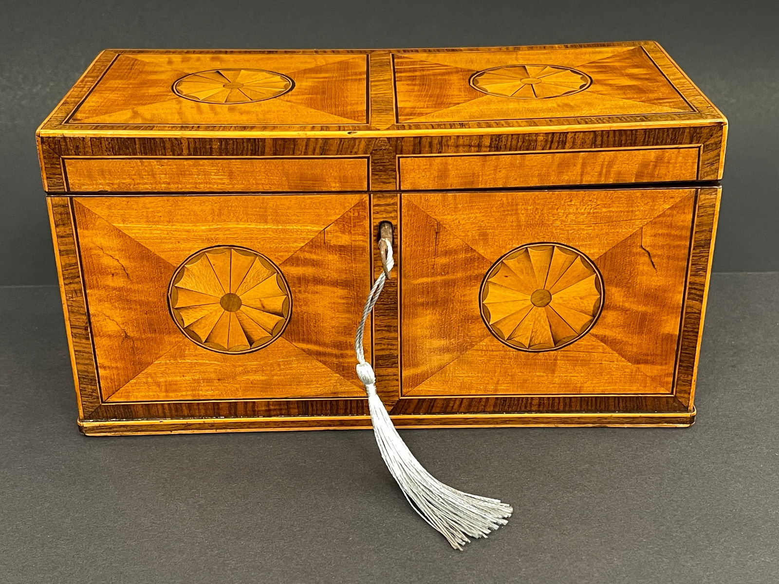 19TH SATINWOOD INLAID TEA CADDY (1 of 6)