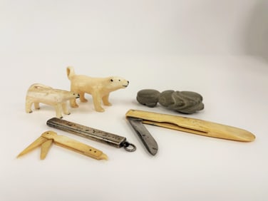 GROUPING OF BONE ITEMS INUIT PIECE