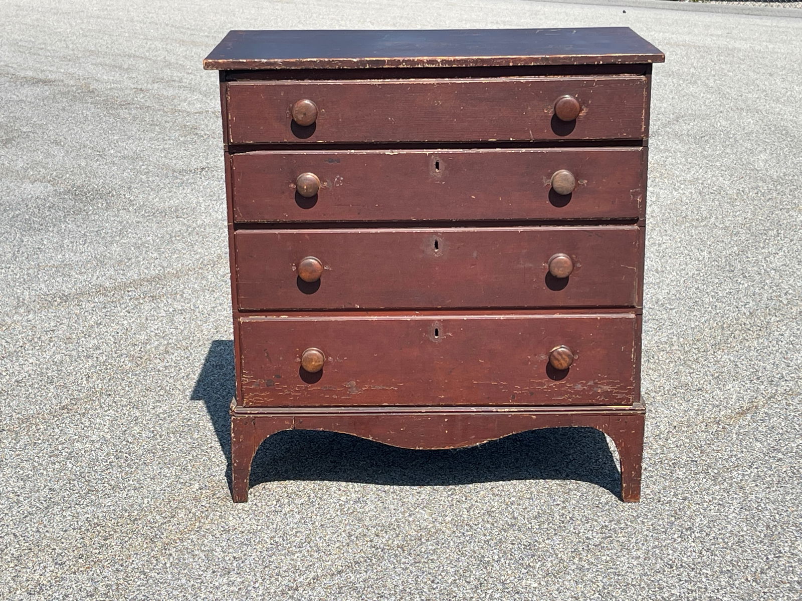 EARLY COUNTRY CHIPPENDALE FOUR DRAWER CHEST (1 of 6)