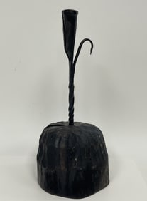 RARE 17TH C WROUGHT IRON CANDLEHOLDER