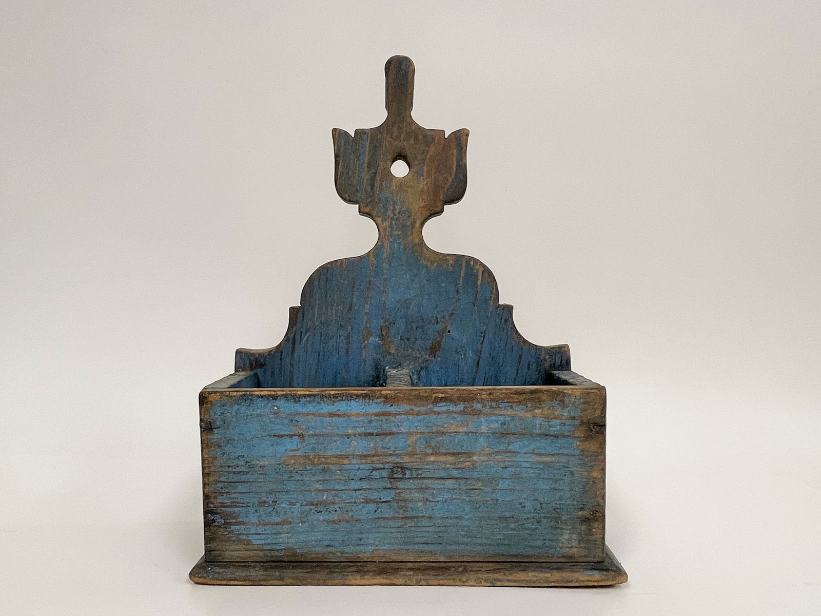 19TH C BLUE PAINTED WALL BOX (1 of 6)