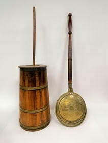 BUTTER CHURN, BRASS BED WARMER