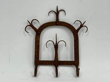SMALL 3 HOOK FORGED IRON UTENSIL RACK