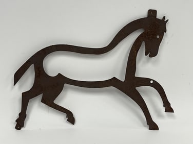 FORGED IRON CUTOUT SILHOUETTE OF A TROTTING HORSE