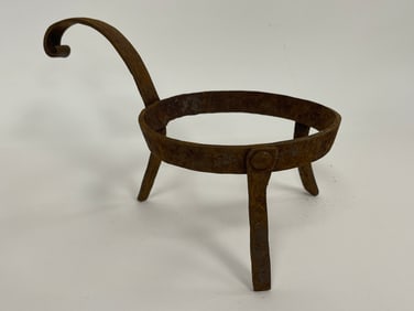 A COOL FORGED IRON 18THC CRESSET OR POT STAND