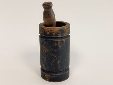 RARE SMALL PAINTED MORTAR & PESTLE