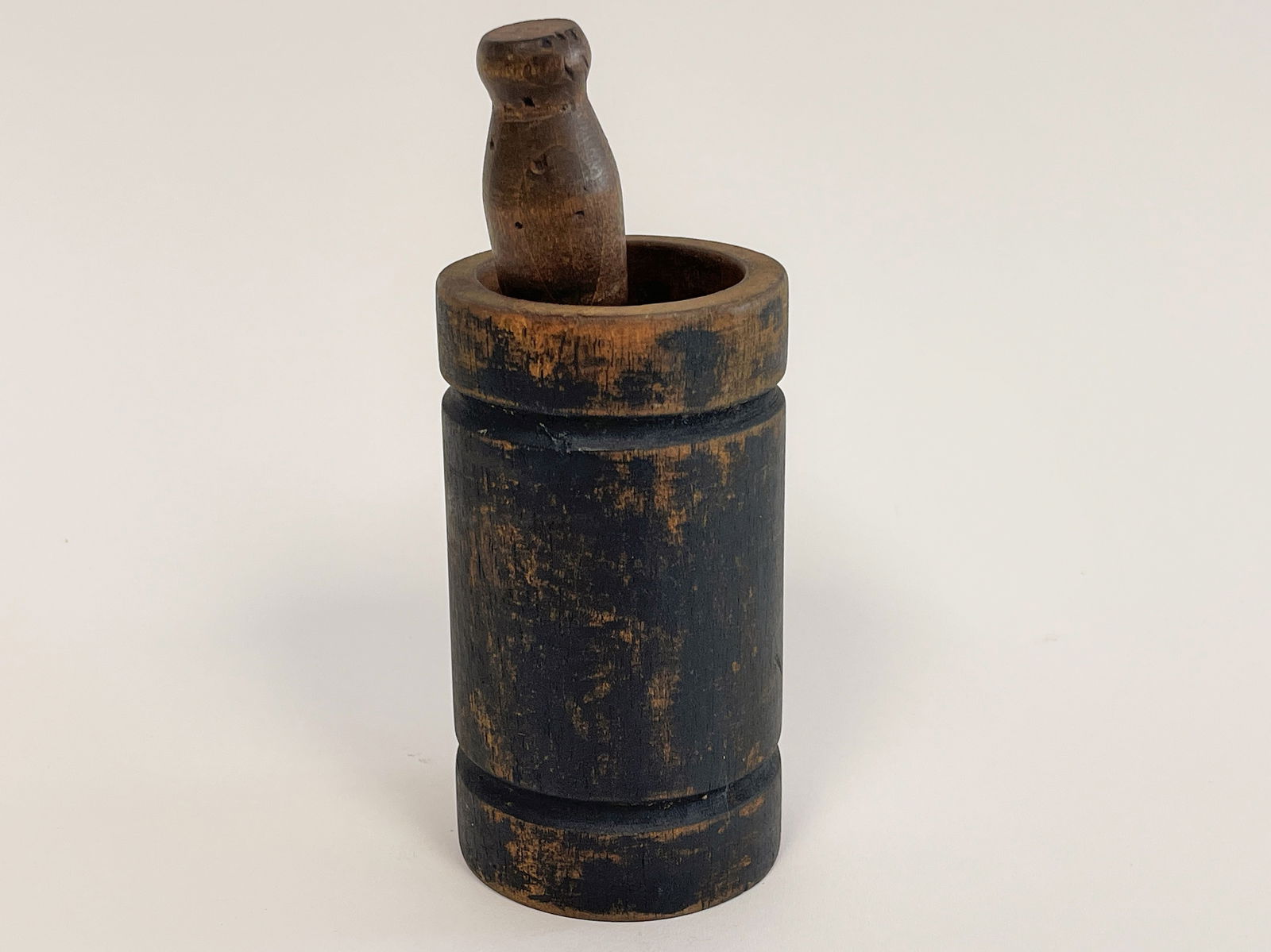 RARE SMALL PAINTED MORTAR & PESTLE (1 of 6)