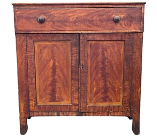 GRAIN PAINTED CUPBOARD, ONE DRAWER