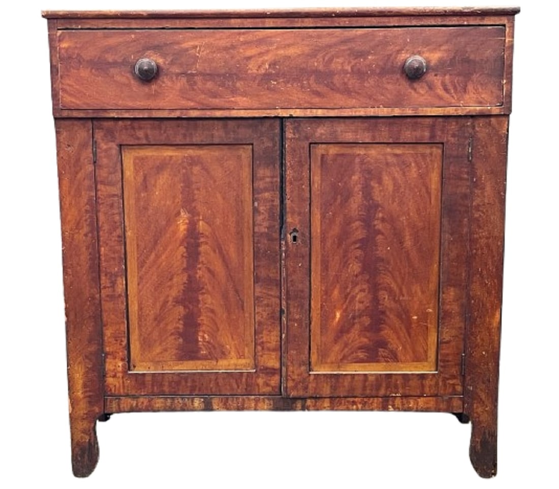 GRAIN PAINTED CUPBOARD, ONE DRAWER (1 of 7)