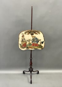 POLE SCREEN WITH CHINOISERIE STUMPWORK SCREEN