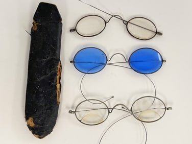 3 PRS EARLY EYEGLASSES INCLUDING A PAIR OR SHOOTER’S BLUE GLASSES