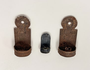 3 LATE 18THC MINIATURE DOLLHOUSE SCONCES IN SHEET IRON
