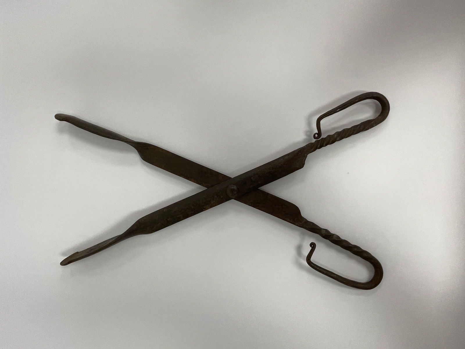 PAIR OF EARLY 18THC FORGED IRON EMBER TONGS (1 of 3)