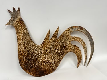 BIG, EARLY FORGED IRON CUTOUT COCK ROOSTER