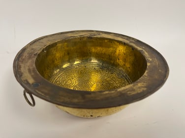FANCY EARLY 19THC BRASS RICE COLANDER