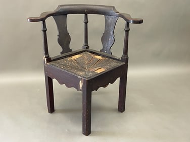 RARE 18TH C CHIPPENDALE CORNER CHAIR