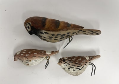 WOODEN PAINTED CARVED BIRDS