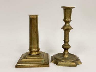 TWO SQUARE BASE CANDLESTICKS