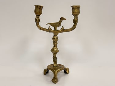 DOUBLE CANDLESTICK WITH BIRD MOTIF